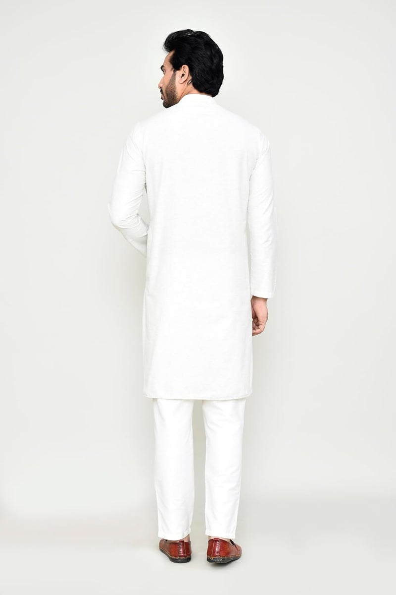 Polyfab Hathkargha Men's Khadi Regular Fit Kurta Pyjama Set - Solid Pattern Ethnic Wear with Mandarin Collar & Full Sleeves - Image 2